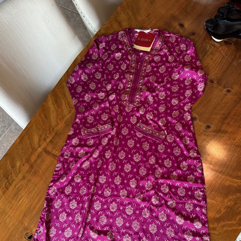 Biba Magenta Floral Kurta
